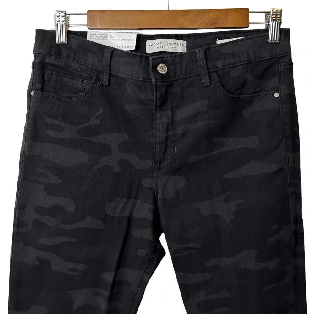Social Standard Sanctuary Mid-Rise Stretch Ankle Skinny Jean Sz 4 Black‎ NEW